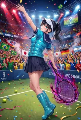 W杯会場に突如現れた禍々しいラケットを持つテニス少女