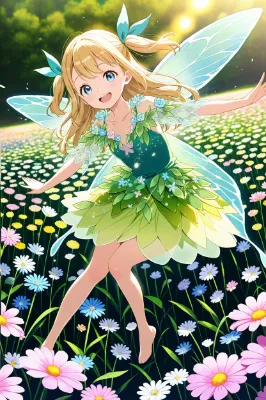 花畑の妖精と陽光の舞