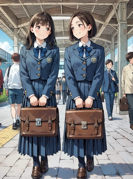 仲良く登校中