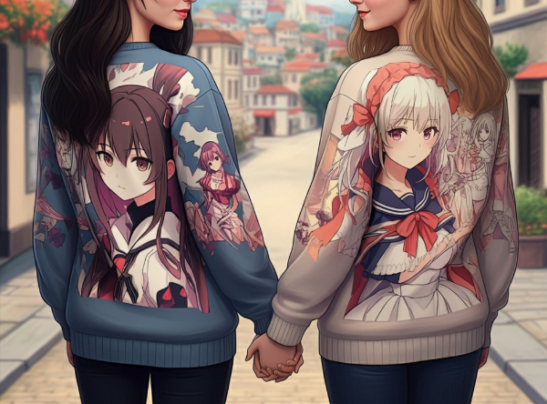 百合カップルの組合せ秋コーデ