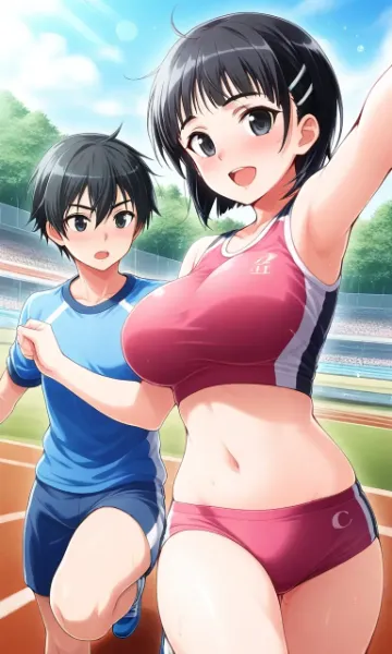 笑顔のトラック自撮りガール