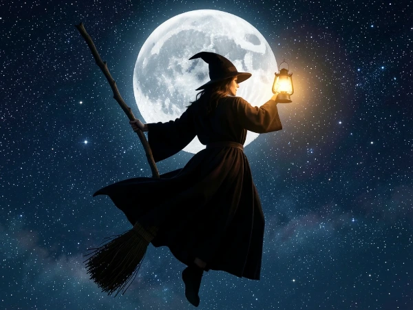 月明かりに導かれる魔女の夜の旅