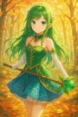 秋の絨毯を歩む魔法少女