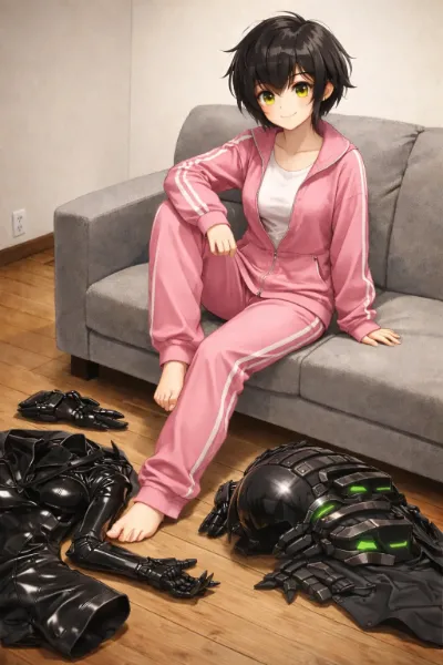 エイリアンスーツの少女帰宅後