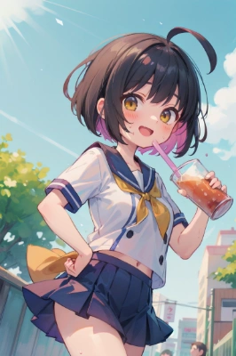 午前授業終わりの制服デート