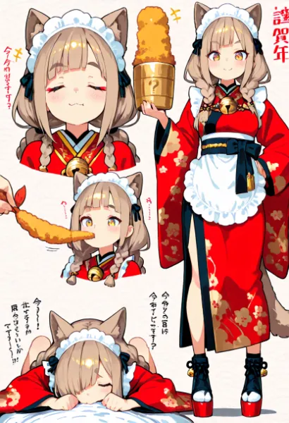 油揚げ大好き狐耳巫女(ポーズ色々)