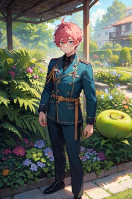 キウイと軍服の男性