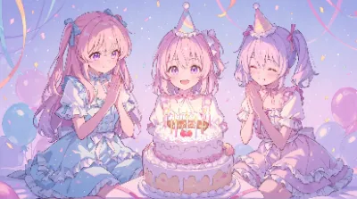 水彩画でハピハピバースデー