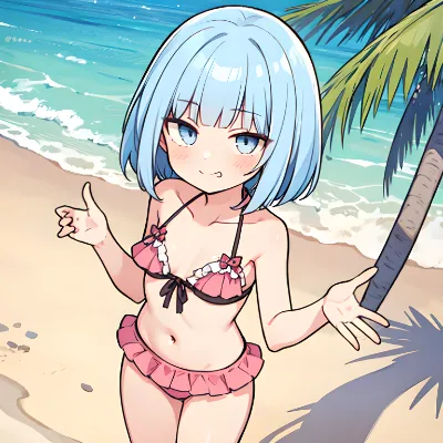 ピンクのフリル水着