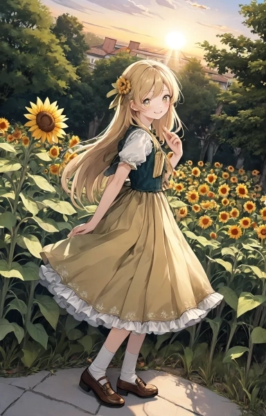 公園で佇む金色の髪の少女