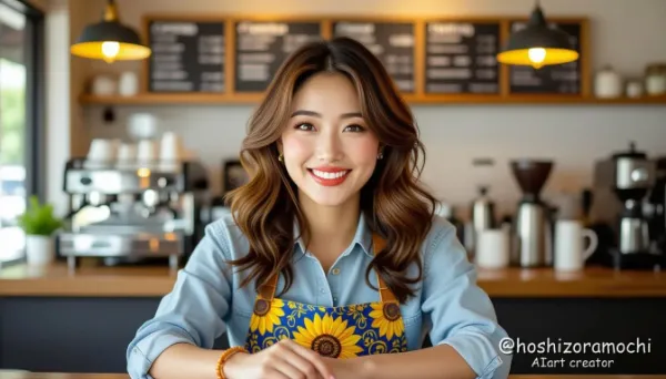 エネルギッシュな巻き髪店員の接客 - Energetic curly-haired staff serving customers