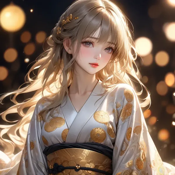 金色の着物の幻想少女