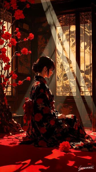 花影に包まれる横顔／スマホ壁紙アーカイブ