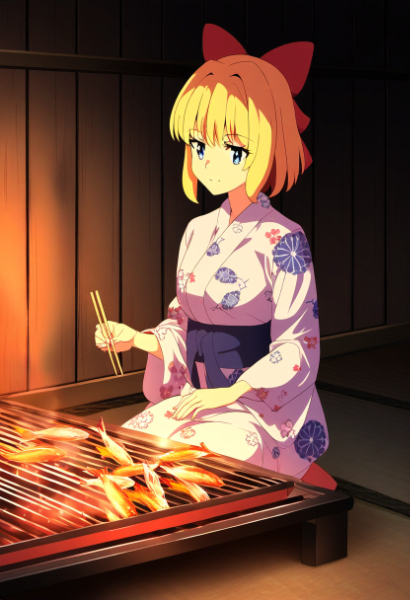 なにかを焼いているムスメさん