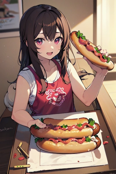 ホットドッグ食べるよ〜