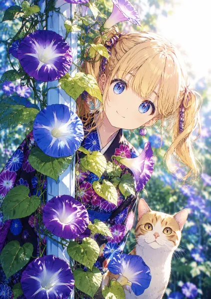 朝顔越しの、おはよう