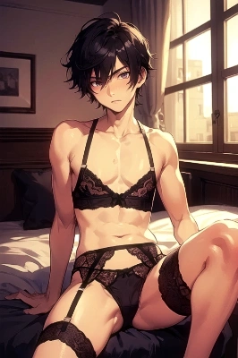 黒下着の男の子