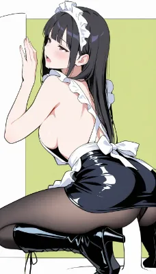 壁に寄り添うメイドの甘い休息