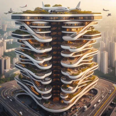 ５階建てくらいのイタリアの航空から眺める景色