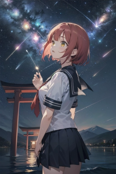 ペルセウス座流星群と赤髪少女＠広島③