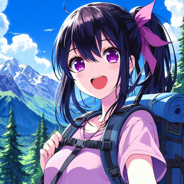 山と、黒髪ポニーテール少女⛰️