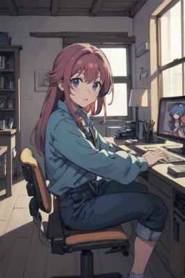AIで生成されたAI画像を生成している女の子