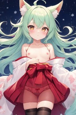 シースルー気味の狐っ娘巫女ちゃん