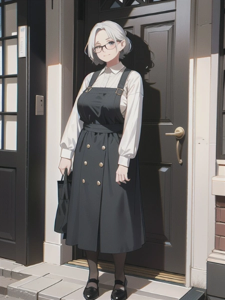 ジャンパースカートの熟女