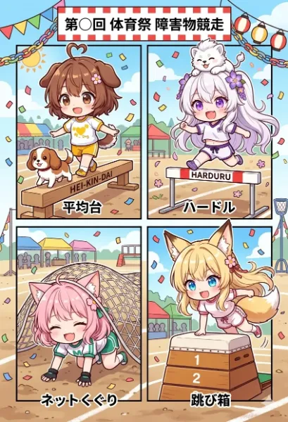 みんなで障害物競走