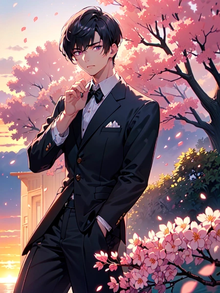 思い出の桜並木の下にいる、黒髪短髪男性…(6枚)その2