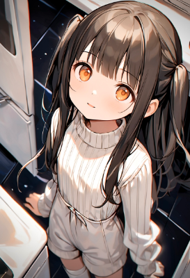 セーターの着こなしがちょっとおかしい妹