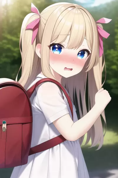 金髪少女と一緒に通学