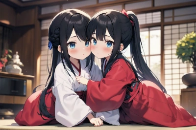 寄りそう二人は仲良し