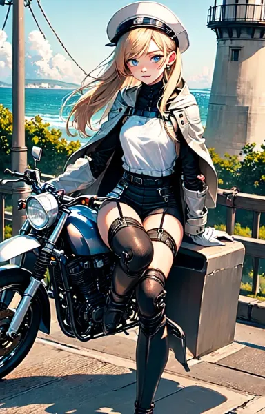 灯台のある岬に来た金髪少女