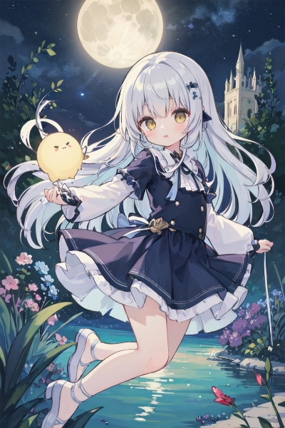 月明かりに照らされる少女🌕