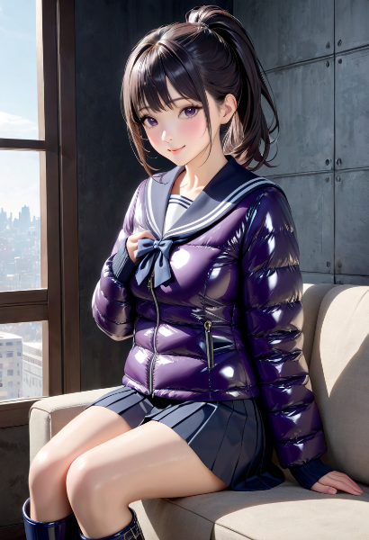 紫のセーラーダウン