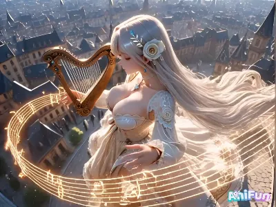 天空から街へ贈るハープの魔法