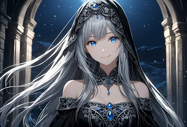 夜空に微笑む銀髪の魔導姫