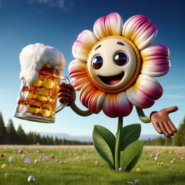 ドライビールを飲んでいるフラワー