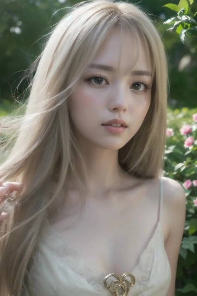 庭園に佇む金色の髪の少女