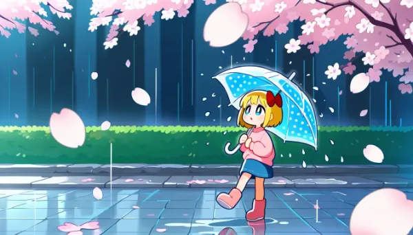 雨で花が散っているねー