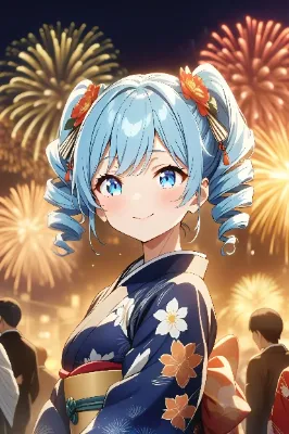 ミルは、花火大会に来てみた。　あ、この髪型は、幼なじみの令嬢ちゃんと同じ髪型よ🎵