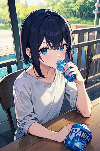 ラムネ飲んで一息付いてるの