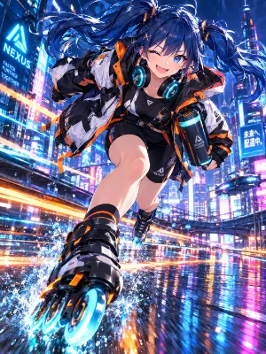 ネオンを駆けるNEXUS配達娘