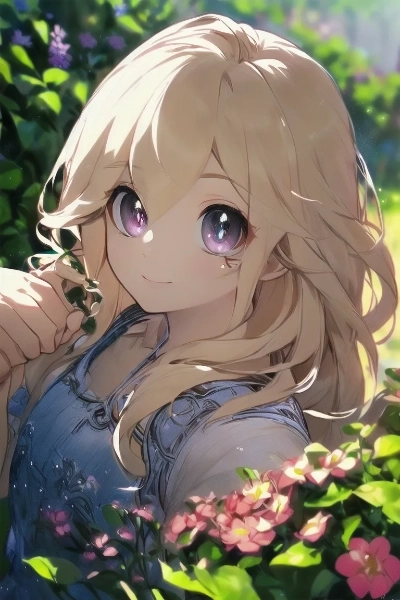 公園を散策する金色の髪の少女