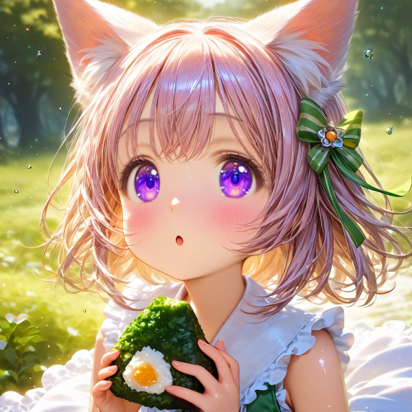 おにぎりとケモ耳エルフさん（8枚）