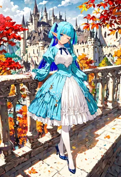 欄干の影で跳ねる靴音が、紅葉の気配をふわりと満たす