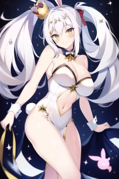 王冠をつけたバニーガールです。