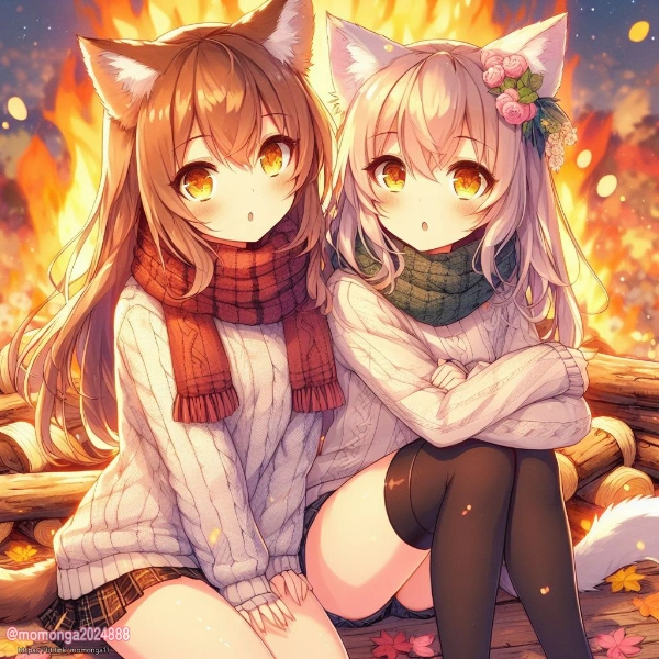 焚火はいいニャ