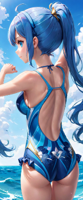 青髪さんのかわいい水着